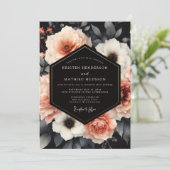 Invitation Noces Blush Charbon Nocturne Bloom (Debout devant)