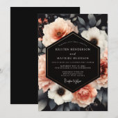 Invitation Noces Blush Charbon Nocturne Bloom (Devant / Derrière)