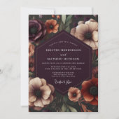 Invitation Noces botaniques romantiques à l'anémone pourgée (Devant)