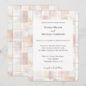 Invitation Noces Carrés Rose Pêche (Devant / Derrière)