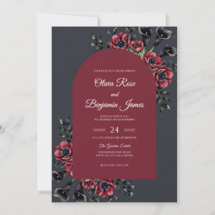 Invitation Noces Charbon Rouge Floraison