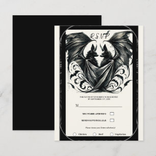 Invitation Noces Chauves-Souris Amour Gothique Crème Noir Arg