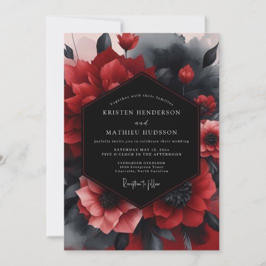 Invitation Noces Crimson Noir Bloom (Devant)