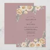 Invitation Noces d'Arche de Fleur de Rose Poussiéreuse (Devant / Derrière)