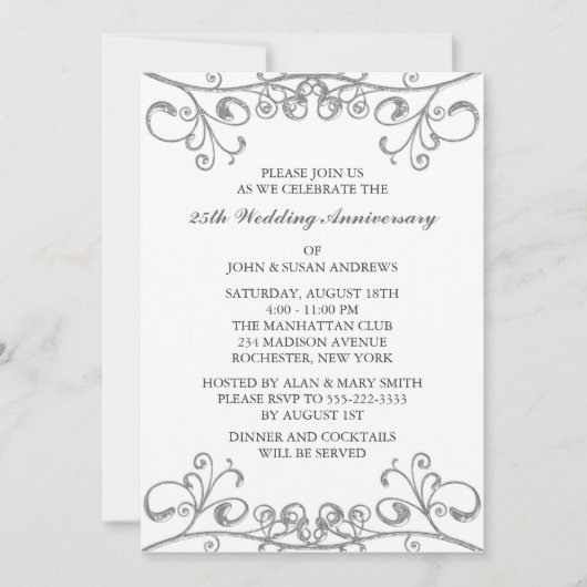 Invitation Noces d'argent 25 ans de mariage (Devant)