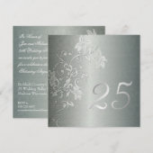 Invitation Noces d'argent  25 Ans Style Damassé (Devant / Derrière)