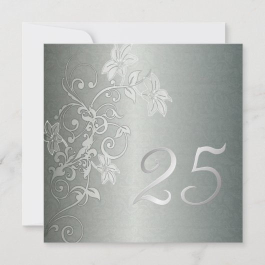 Invitation Noces d'argent  25 Ans Style Damassé (Devant)