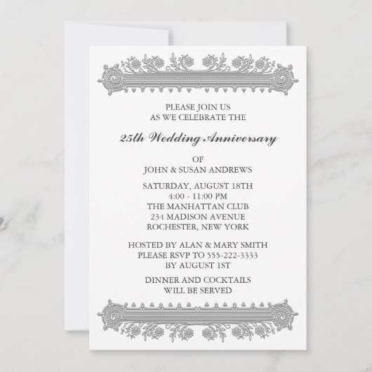 Invitation Noces d'argent 25e anniversaire de mariage (Devant)