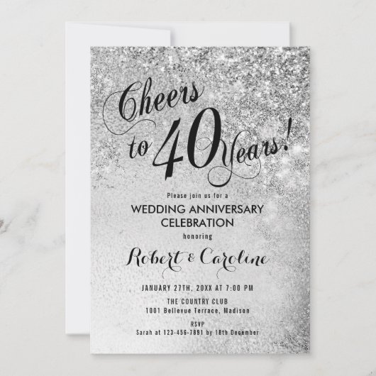 Invitation Noces d'argent 40e anniversaire de mariage (Devant)