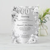 Invitation noces d'argent 60 ans fleurs rubans (Debout devant)
