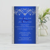 Invitation Noces d'argent bleu florale (Debout devant)