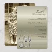Invitation Noces d'argent Champagne Cheers 25e anniversaire d (Devant / Derrière)