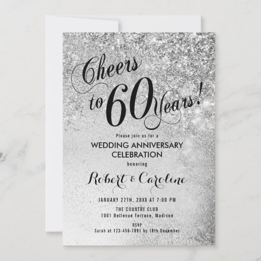 Invitation Noces d'argent de 60e anniversaire de mariage (Devant)