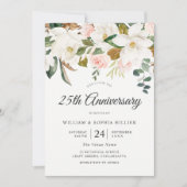 Invitation Noces d'argent Fleurs Roses et Blanches 25e Annive (Devant)