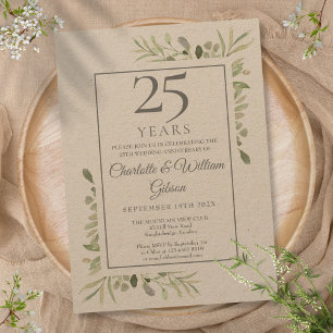 Invitation Noces d'argent Rustique 25 ans