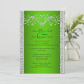 Invitation Noces d'argent vert floral (Debout devant)