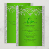 Invitation Noces d'argent vert floral (Devant / Derrière)