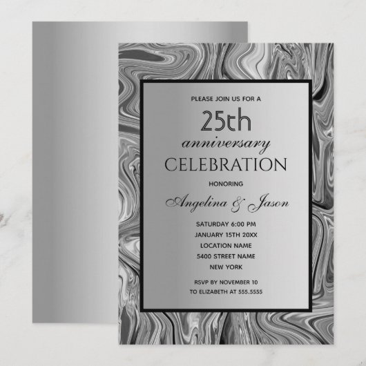 Invitation Noces de 25 ans de mariage (Devant / Derrière)