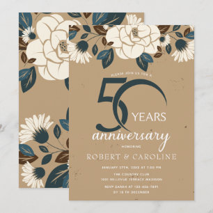 Invitation Noces de campagne florales 50e anniversaire de mar