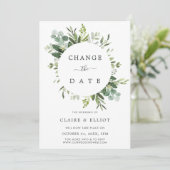 Invitation Noces de changement de date de feuilles vertes d'e (Debout devant)