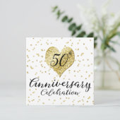 Invitation Noces de confetti d'or pour 50e anniversaire de ma (Debout devant)