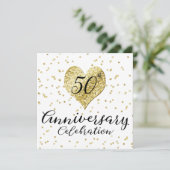 Invitation Noces de confetti en or pour 50e anniversaire de m (Debout devant)