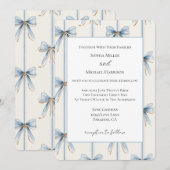 Invitation Noces de Crème aux Rubans Bleus (Devant / Derrière)