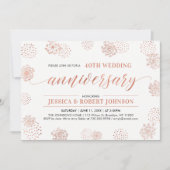 Invitation Noces de cuivre | 40 ans de mariage Floral Moderne (Devant)