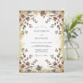Invitation Noces de cuivre bronze Leaf (Debout devant)