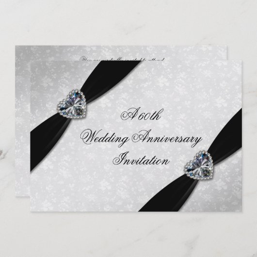 Invitation Noces de damas 60e anniversaire de mariage (Devant / Derrière)