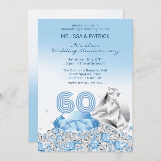 Invitation Noces de diamant (Devant / Derrière)