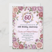 Invitation Noces de diamant - 60 ans - Colibris  (Devant)