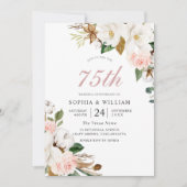 Invitation Noces de diamant : 75 ans de mariage Fleurs blanch (Devant)