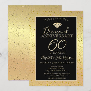 Invitation Noces de diamant Anniversaire de mariage confettis