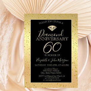 Invitation Noces de diamant Anniversaire de mariage confettis