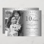 Invitation Noces de diamant avec photo pour 10 ans de mariage (Devant / Derrière)