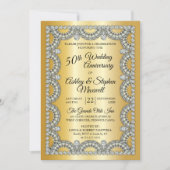 Invitation Noces de diamant Jubilé d'or 50e anniversaire de m (Devant)