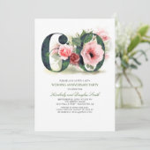 Invitation Noces de diamant Rose Fleurie 60e Anniversaire de  (Debout devant)