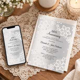 Invitation Noces de diamants d'argent pour 60 ans de mariage