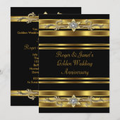 Invitation Noces de diamants d'or Élégant 50e anniversaire de (Devant / Derrière)