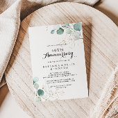 Invitation Noces de eucalyptus rustique or 50ème anniversaire