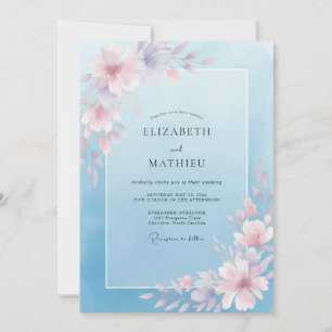 Invitation Noces de Fleur de Bleu Poussiéreux qui murmure