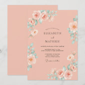 Invitation Noces de fleur de pêcher (Devant / Derrière)