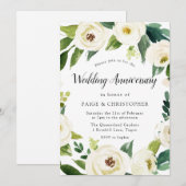 Invitation Noces de fleurs blanches toutes les années (Devant / Derrière)