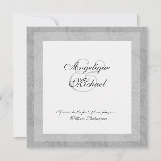 Invitation Noces de gris argent anniversaire de mariage fianç (Devant)