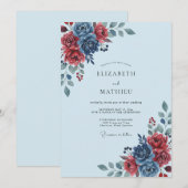 Invitation Noces de la Fleur Écarlate en Acier (Devant / Derrière)