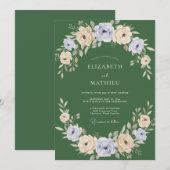 Invitation Noces de l'arche de floraison de vert sauge (Devant / Derrière)