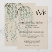 Invitation Noces de lin avec branche de saule (Devant / Derrière)