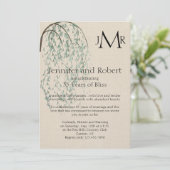 Invitation Noces de lin avec branche de saule (Debout devant)