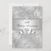 Invitation Noces de mariage 25 ans Fleurs et Nœud Argentés (Devant)
